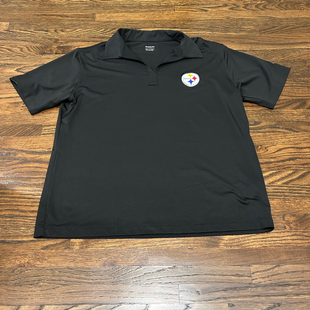 NFL Reebok Black Polo Shirt Classic Athletic Style